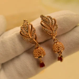 Golden Leaf Jhumka Earrings